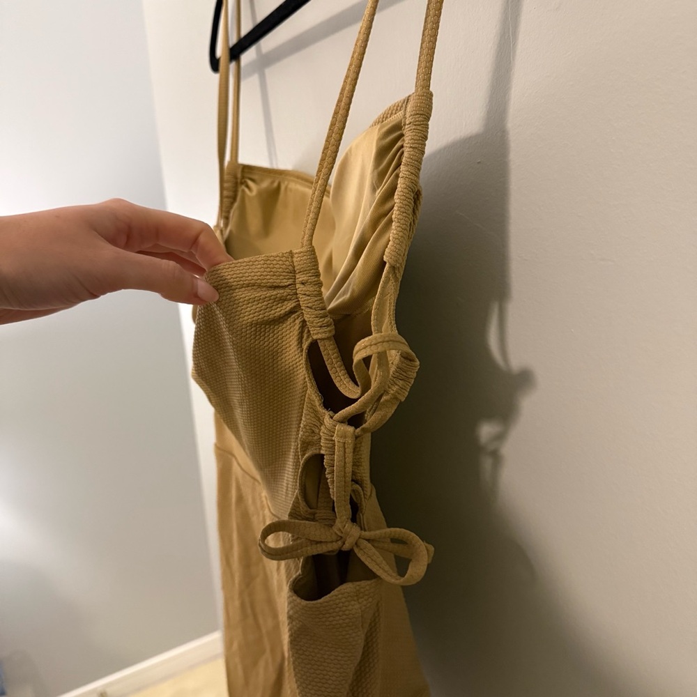 Aerie Pique Lace Up Bandeau One Piece Swimsuit - Picture 6 of 9